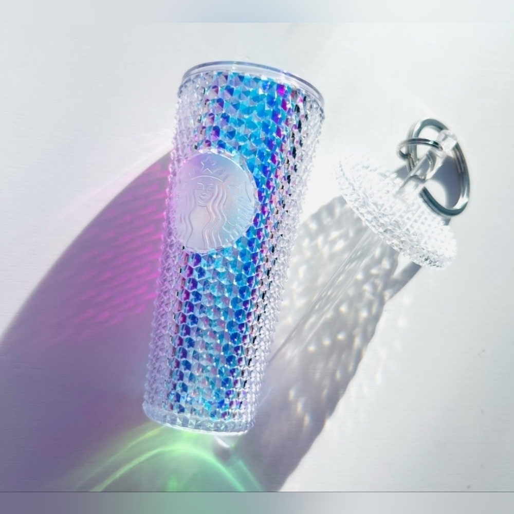 Starbucks Silver Iridescent Studded Cup Keychain! So Cute!
